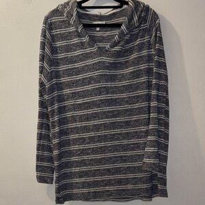 CLOSET CLEAR OUT Lou & Grey Striped blue Hooded Pullover size Large